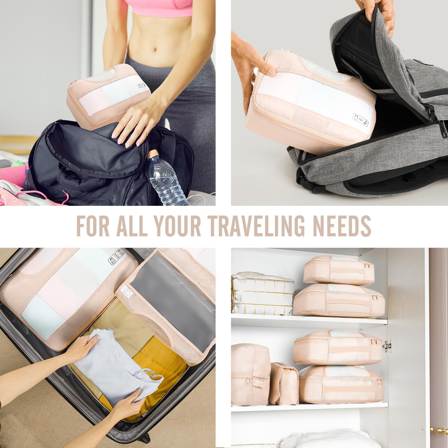 Veken 8 Set Packing Cubes for Travel Essentials, Suitcase Organizer Bags Set for Luggage, Road Trip Travel Accessories in 4 Sizes (Extra Large, Large, Medium, Small)
