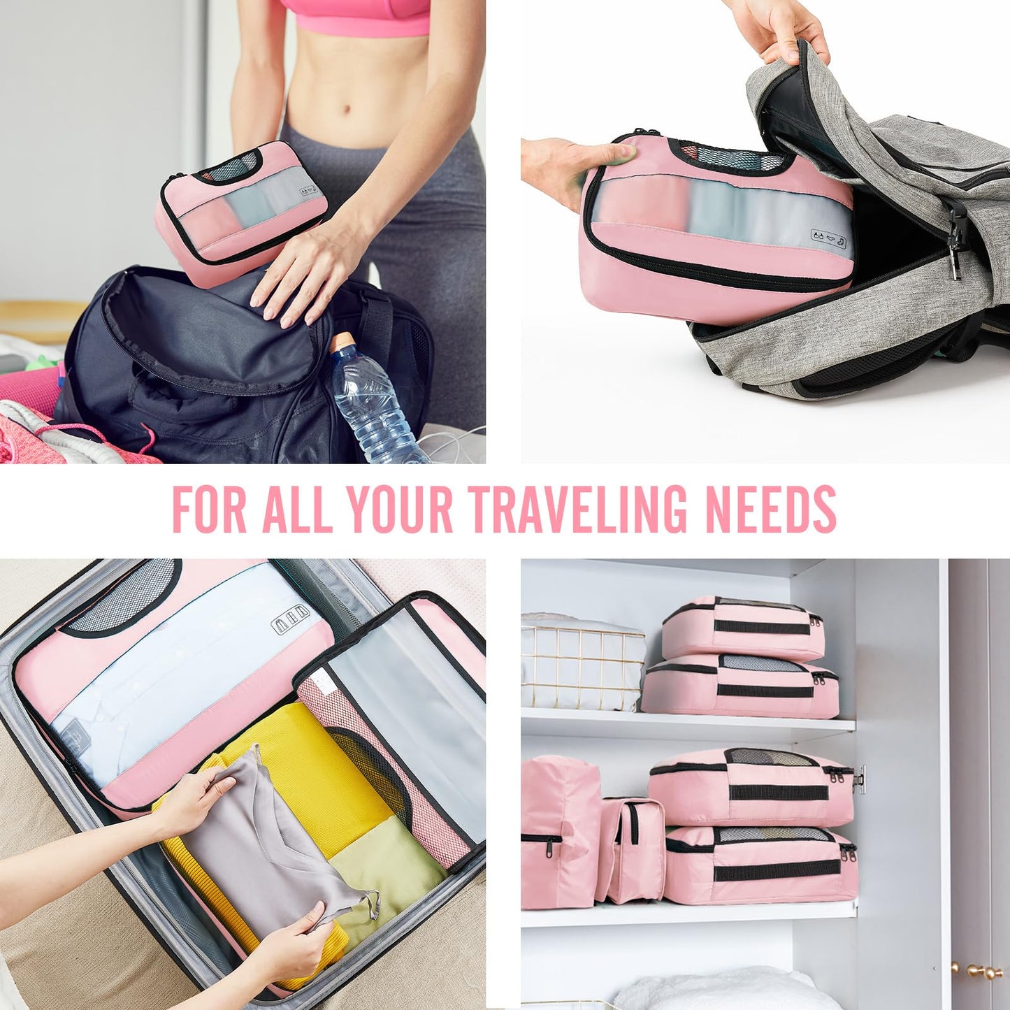 Veken 8 Set Packing Cubes for Travel Essentials, Suitcase Organizer Bags Set for Luggage, Road Trip Travel Accessories in 4 Sizes (Extra Large, Large, Medium, Small)