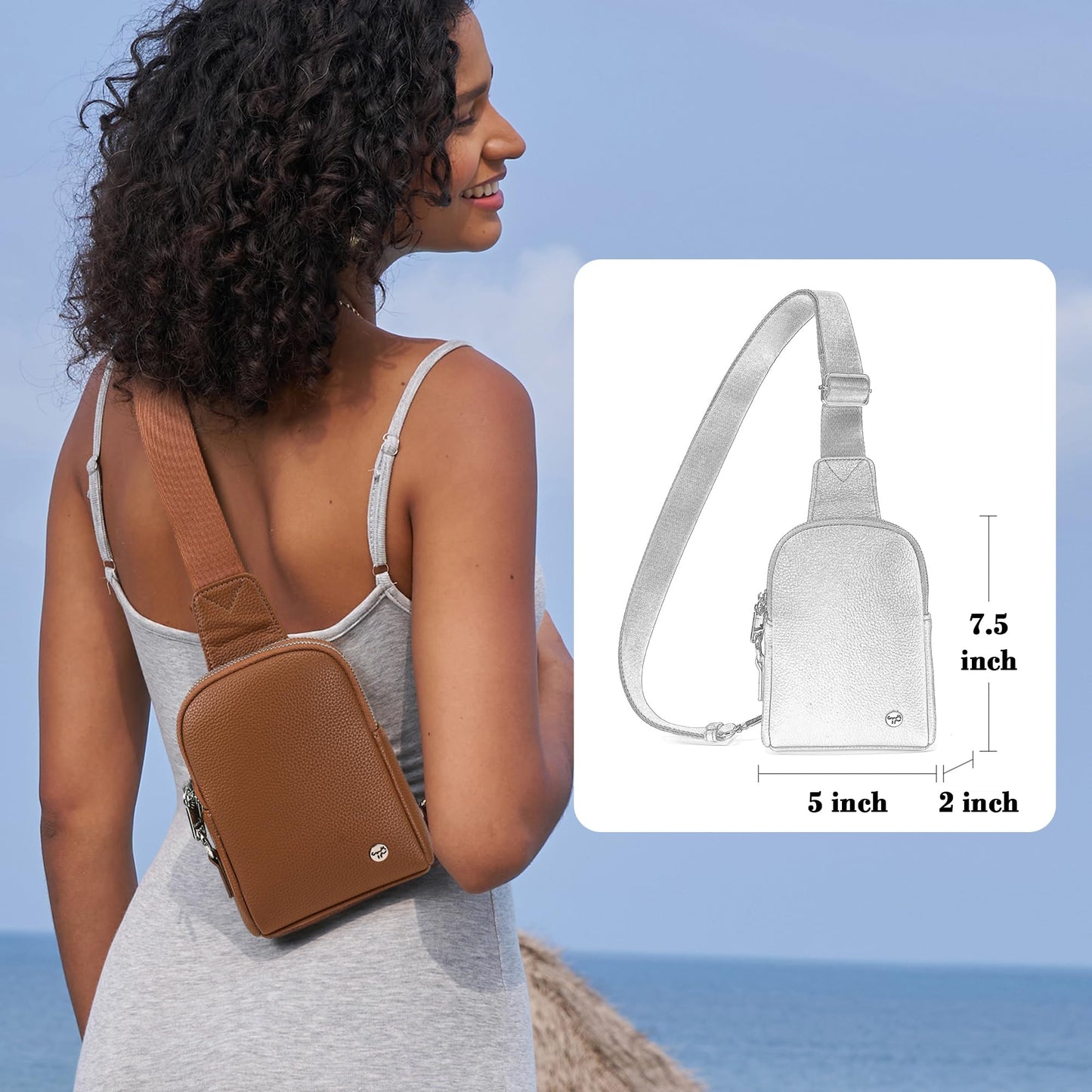 INICAT Travel Small Sling Bag Leather Crossbody Bags for Women Fanny Packs Cross Body Bag for Woman Cross Body Purses