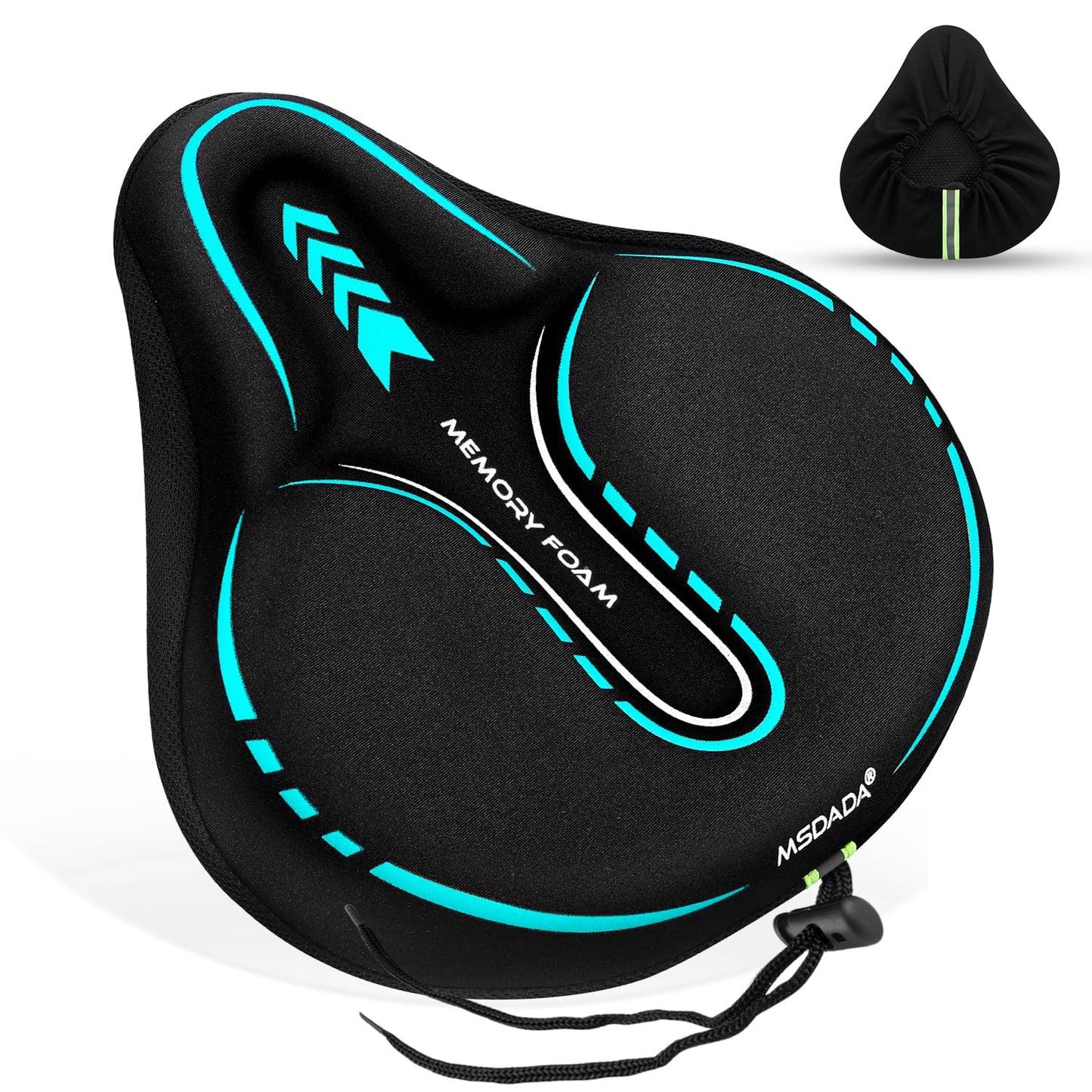 MSDADA New Large Gel Bike Seat Cover, Extra Soft Bike Seat Cushion for Men Women Comfort Wide, Fits Indoor/Outdoor/Exercise Bikes (11.22 inch x 10.03 inch)