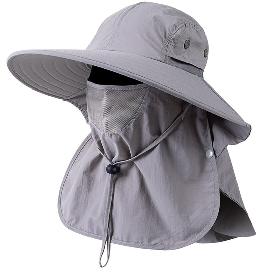 Mens Women Fishing Hat UPF 50+ Wide Brim Sun Hat with Face Cover & Neck Flap