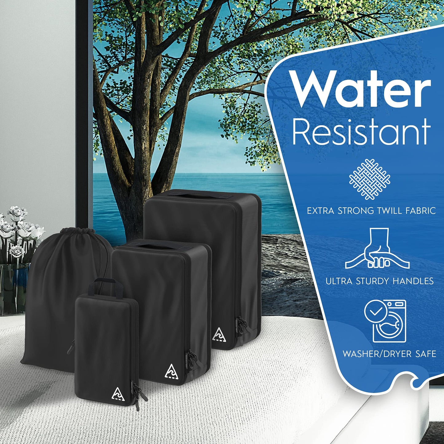 8 Set/4 Set Deluxe Compression Packing Cubes Travel - Maximize Space In Luggage With Patented HybridMax Double Capacity Design, Luxury Compressible Packing Cubes For Travel, Large, Small, & Medium