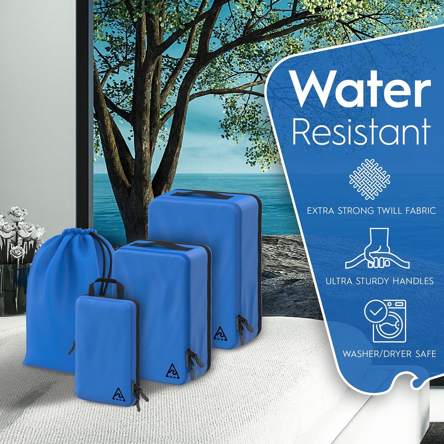 8 Set/4 Set Deluxe Compression Packing Cubes Travel - Maximize Space In Luggage With Patented HybridMax Double Capacity Design, Luxury Compressible Packing Cubes For Travel, Large, Small, & Medium