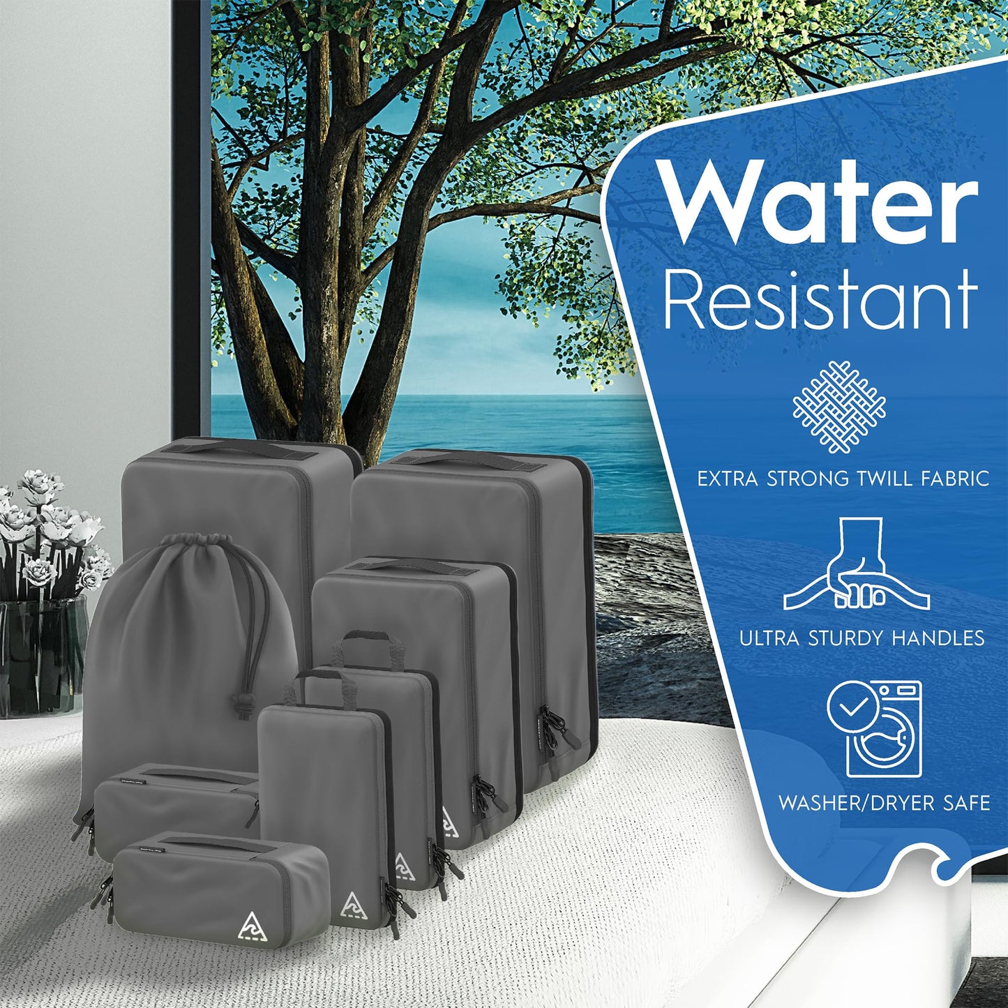8 Set/4 Set Deluxe Compression Packing Cubes Travel - Maximize Space In Luggage With Patented HybridMax Double Capacity Design, Luxury Compressible Packing Cubes For Travel, Large, Small, & Medium